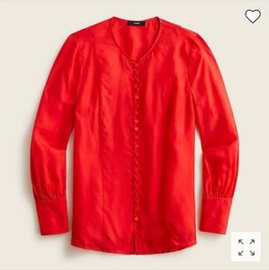 NWT JCrew red blouse 6 - Eco cupro covered button top